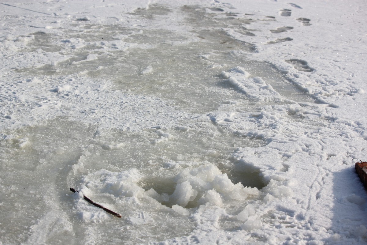 Лед тонкий даже у берега