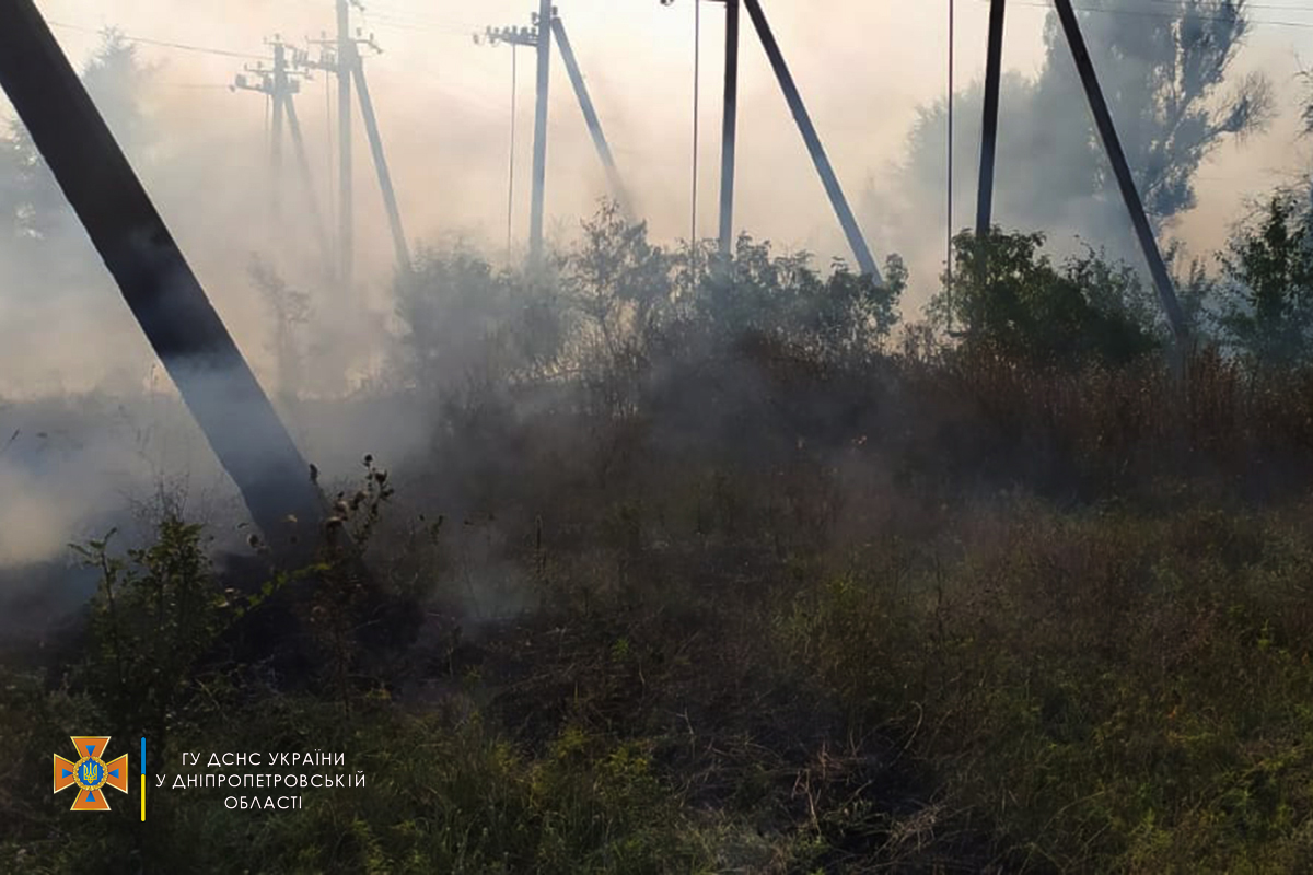 Под Никополем спасатели тушили возгорание в экосистеме 