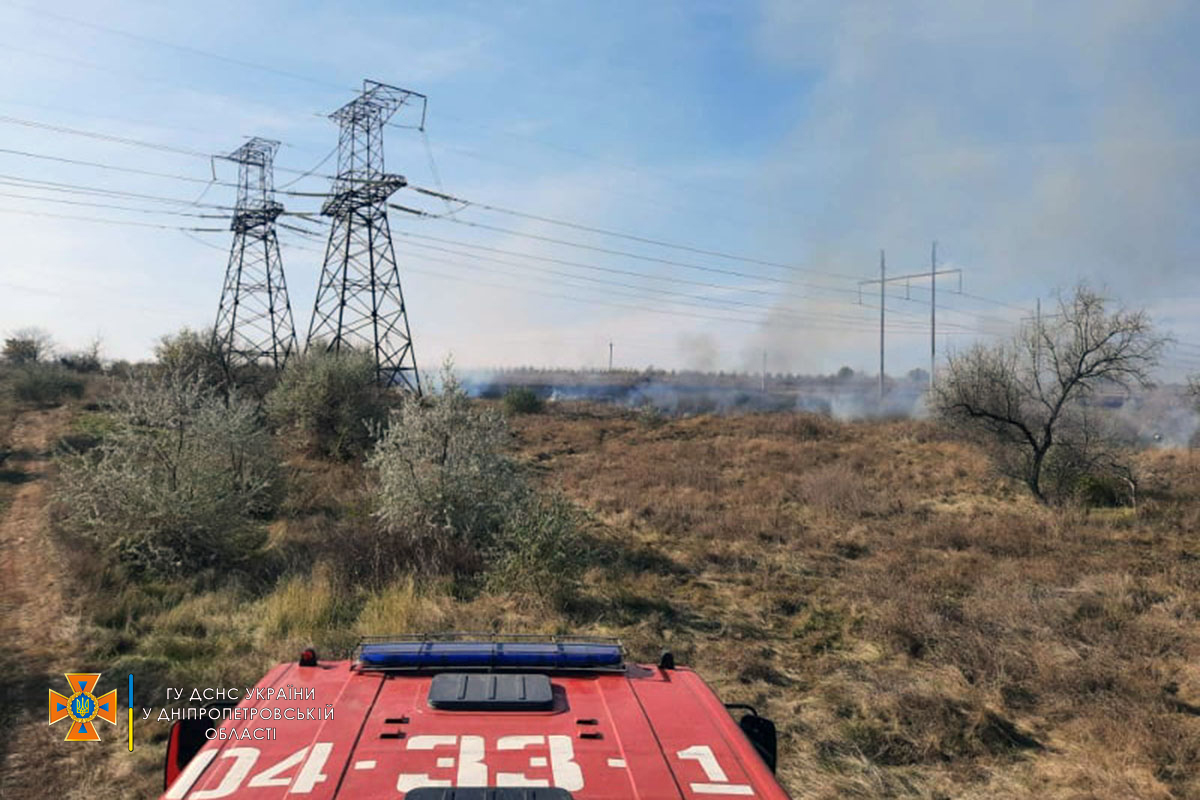 В Никополе на улице Патриотов Украины огонь уничтожил 1,5 гектара сухой травы