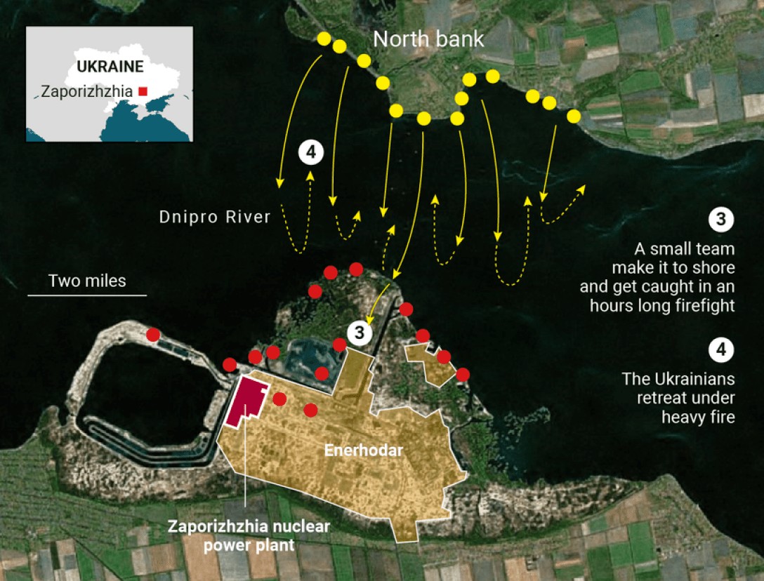 Україна спробувала висадити десант біля Запорізької АЕС 
